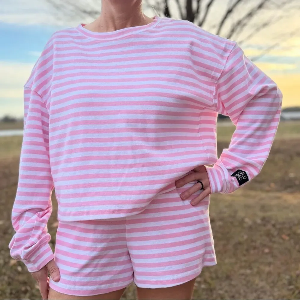 Lulu Mac Pink Striped Long Sleeve NWT - Picture 3 of 3